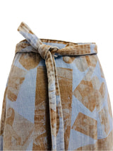 1970's Denim Chambray Topless Print Wrap Skirt