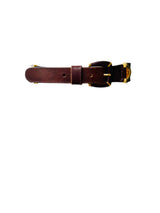 Vintage Dark Brown Leather Belt w/Goldtone Accents