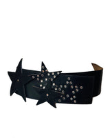 Vintage Ungaro Black Leather Star Studded Belt