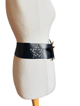 Vintage Ungaro Black Leather Star Studded Belt