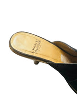 Vintage Charles Jourdan Black Suede Slides w/Gold Heels