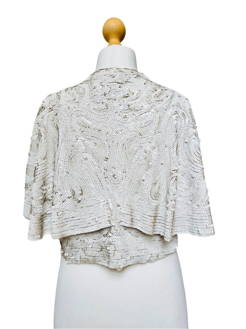 1930's White Sequin Cropped Bolero
