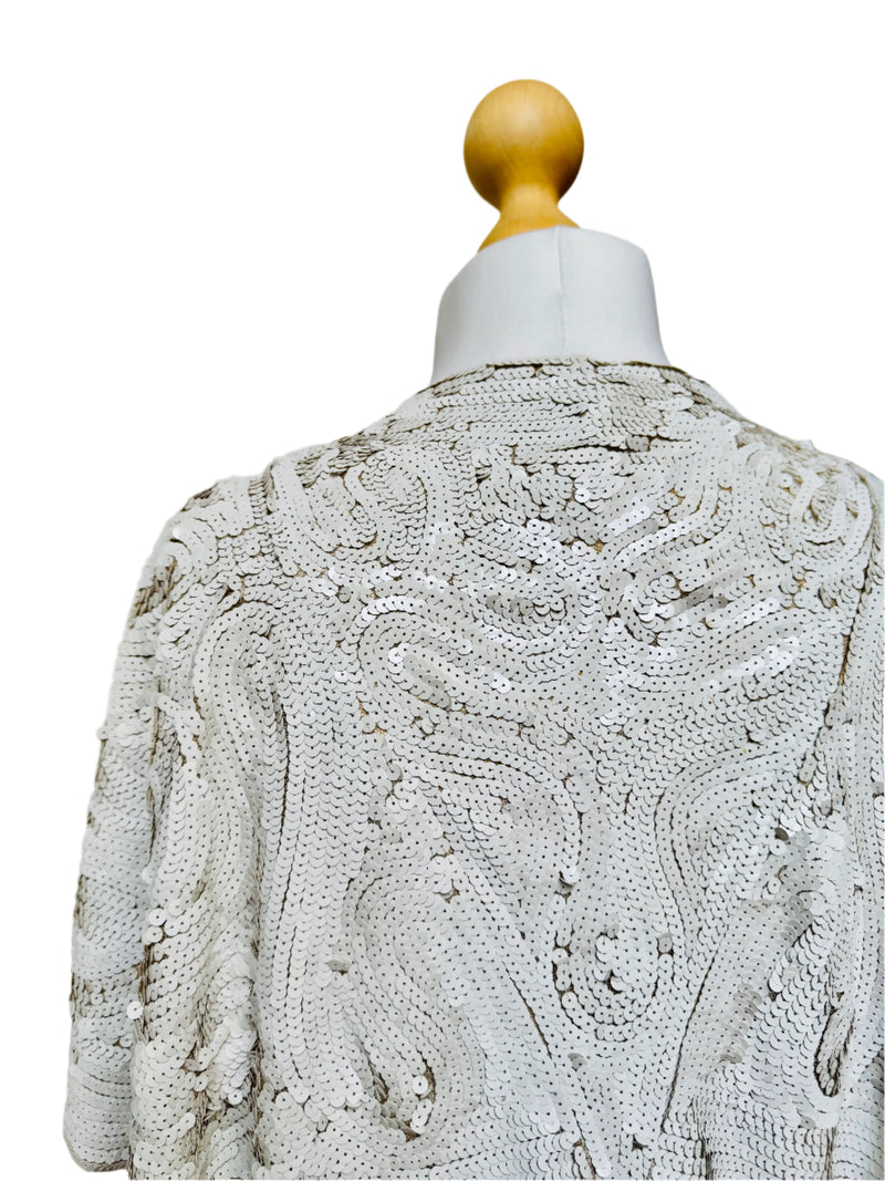 1930's White Sequin Cropped Bolero