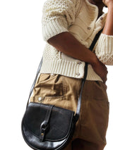 Vintage Etienne Aigner Black Leather Saddle Bag