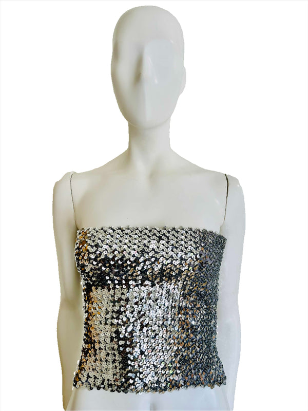 80's Silver Stretch Sequin Tube Top