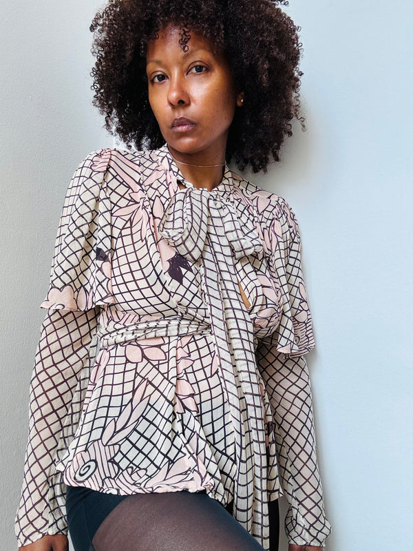 Celia Birtwell Printed Floral Silk Chiffon Blouse