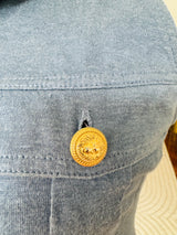 Balmain Periwinkle Blue Sleeveless Linen Knit Jersey Top