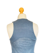 Balmain Periwinkle Blue Sleeveless Linen Knit Jersey Top