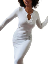 1990's Mugler White Knit Maxi Dress