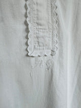 Antique Edwardian White Cotton Night Gown