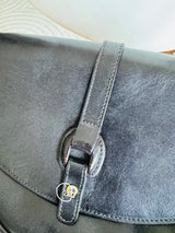 Vintage Etienne Aigner Black Leather Saddle Bag