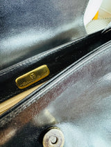 Vintage Etienne Aigner Black Leather Saddle Bag