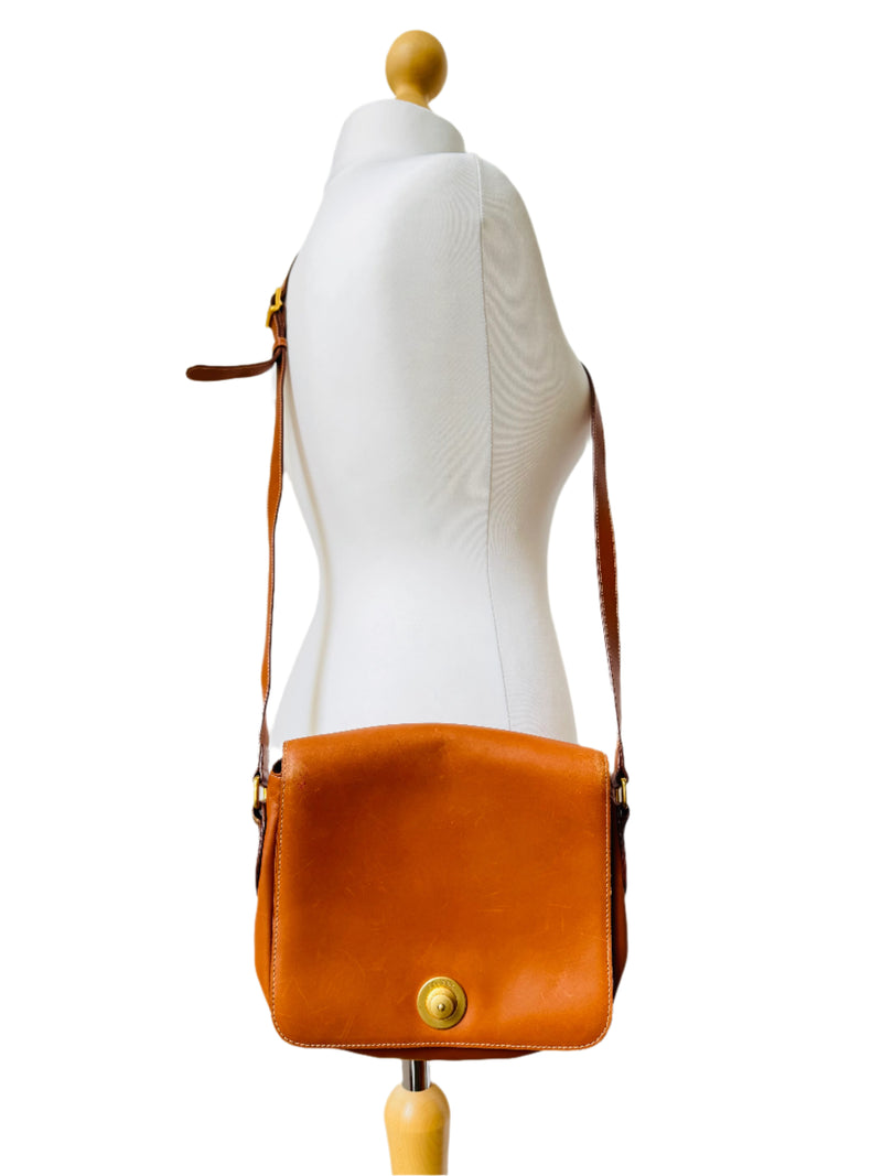 Escada Cognac Brown Leather Crossbody Bag