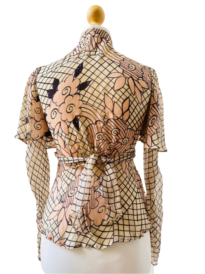Celia Birtwell Printed Floral Silk Chiffon Blouse