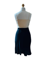 Vintage Ivory & Black Lace Trimmed Slip Dress