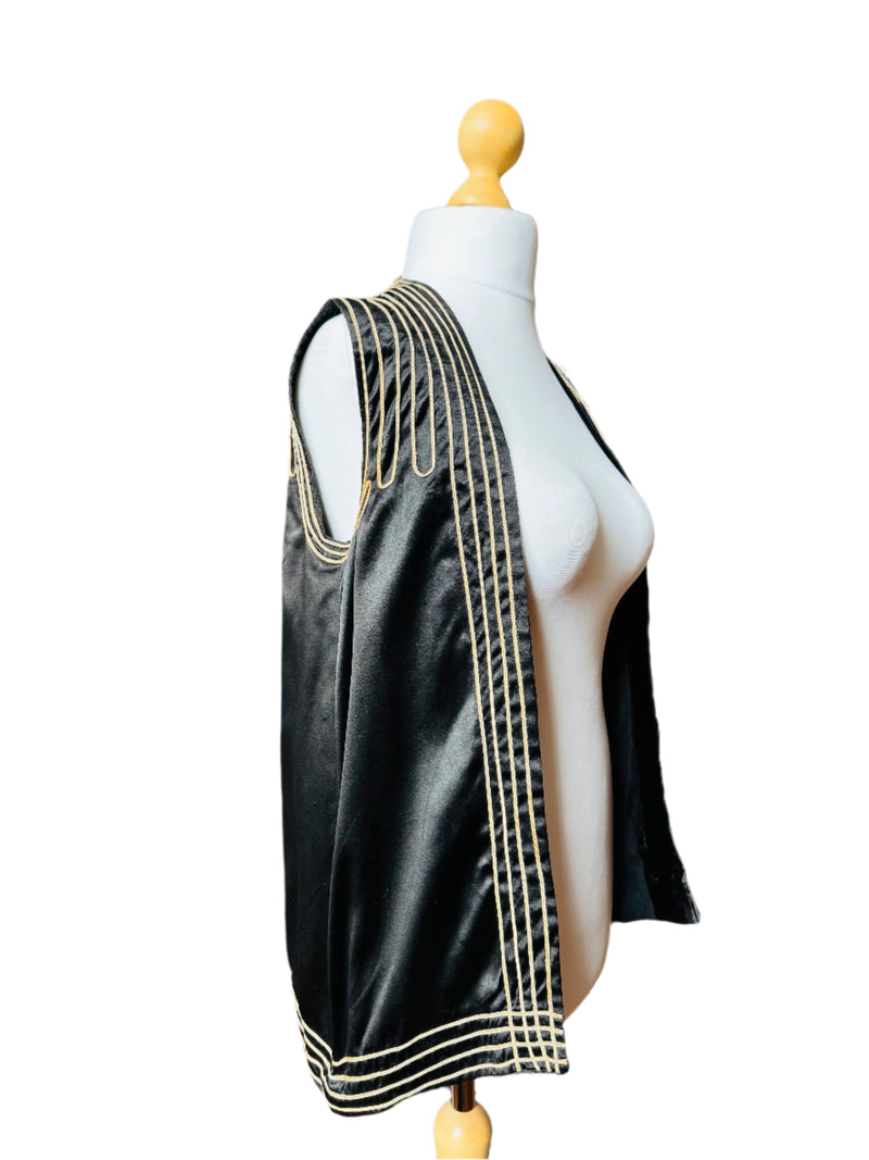 1920's/30's Black Silk Vest w/Ivory Trim