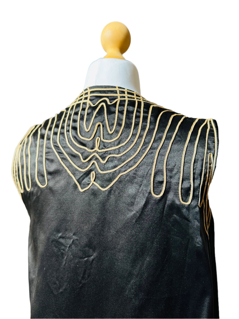 1920's/30's Black Silk Vest w/Ivory Trim