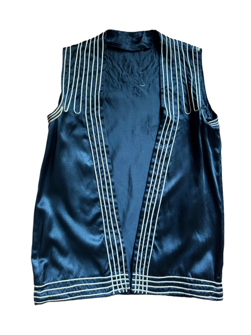 1920's/30's Black Silk Vest w/Ivory Trim