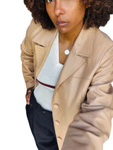 Vintage Beige Leather Blazer