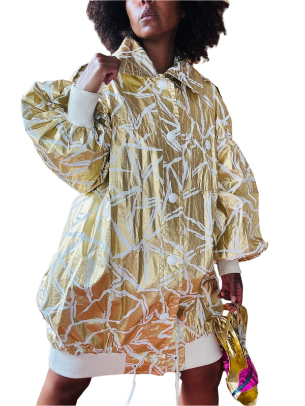 Pre-Owned Spring 2008 Iceberg Gold and White Puffed Sleeve Jacket