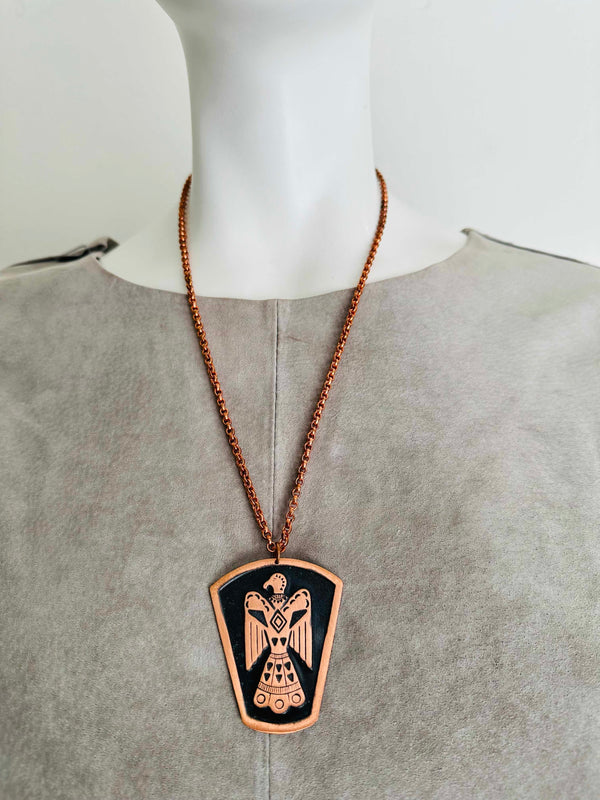 Vintage Copper Native American Thunderbird Necklace