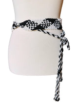 Black and White Braided Beaded Fringe Belt