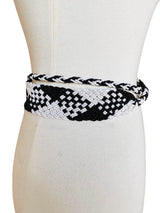 Black and White Braided Beaded Fringe Belt