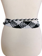 Black and White Braided Beaded Fringe Belt