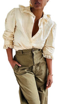 Vintage Silk Shantung Ruffled Blouse