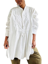 1920's Antique French Cotton Tuxedo Smock Shirt
