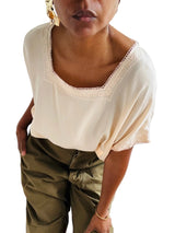 Blush Silk Eyelet Embroidered Blouse