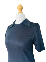 1970s Schiesser Black Knit Collared T-shirt