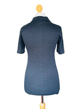 1970s Schiesser Black Knit Collared T-shirt