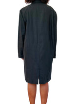 Black Linen Blend Long Blazer/Coat Dress
