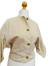 Vintage Renoma Paris Beige Cotton Jacket w/Tulip Sleeve