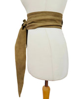 70s Wide Beige Leather Wrap Tie Belt