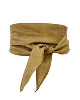 70s Wide Beige Leather Wrap Tie Belt