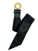 Black Wide Leather Belt w/Gold Buckle