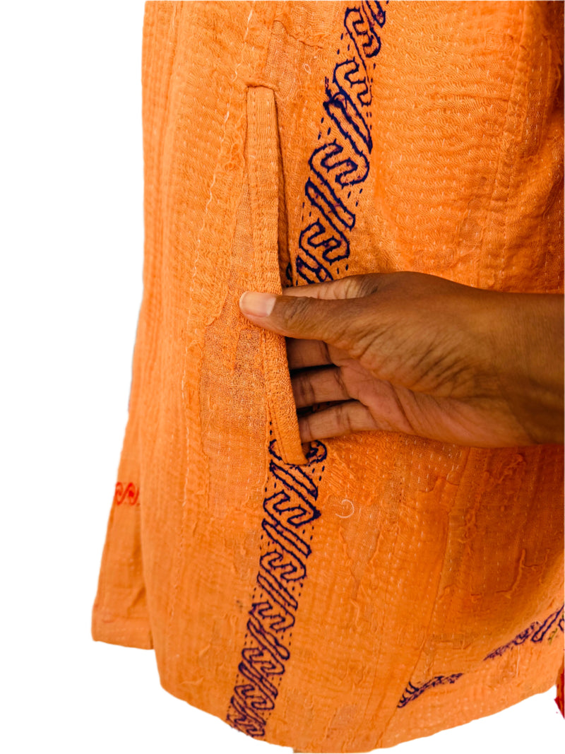 Vintage Kantha Quilted Embroidered Jacket