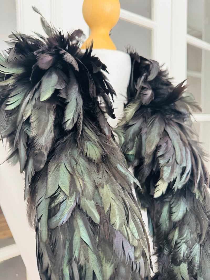 Vintage Black Coque Rooster Feather Boa