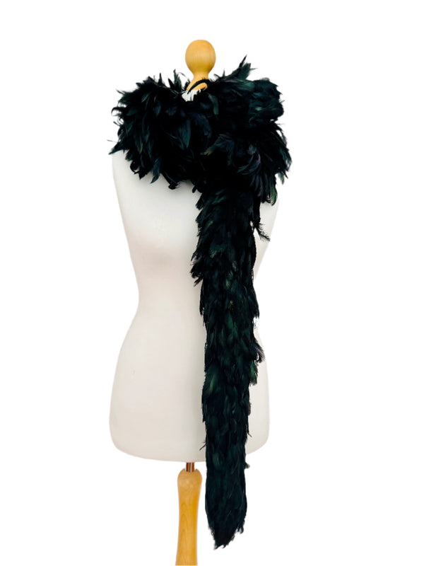 Vintage Black Coque Rooster Feather Boa