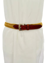 Vintage Woven Brown Leather Trimmed Belt