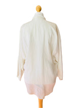 Vintage White Linen Floral Embroidered Blouse