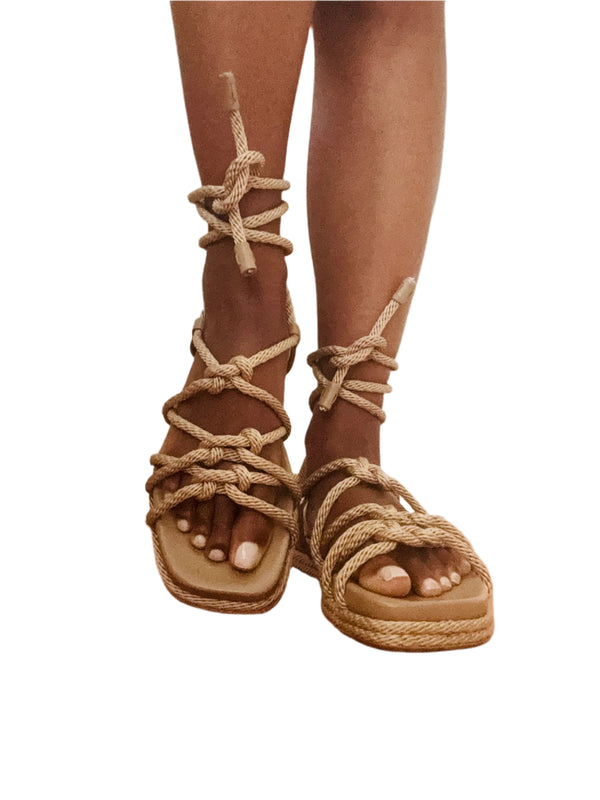 Pre-Owned Sezane Souliers Malia Beige Rope Sandals