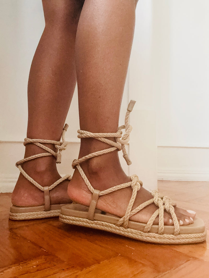 Pre-Owned Sezane Souliers Malia Beige Rope Sandals