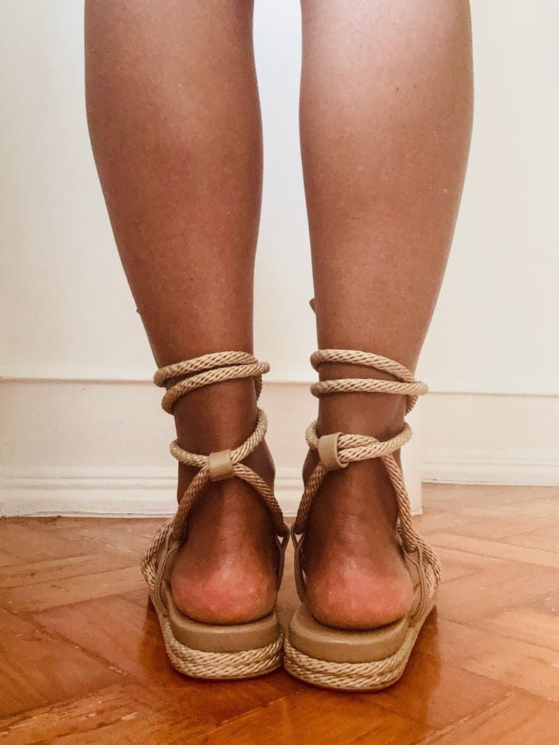 Pre-Owned Sezane Souliers Malia Beige Rope Sandals