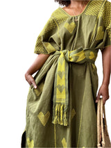 Pre-Owned Pippa Holt embroidered Cotton Huipil Caftan w/Belt