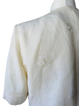 Vintage Ivory Linen Blend Short Sleeved Shell Embroidered Blazer