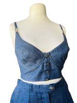 Vintage Escada Indigo Blue Linen Bustier