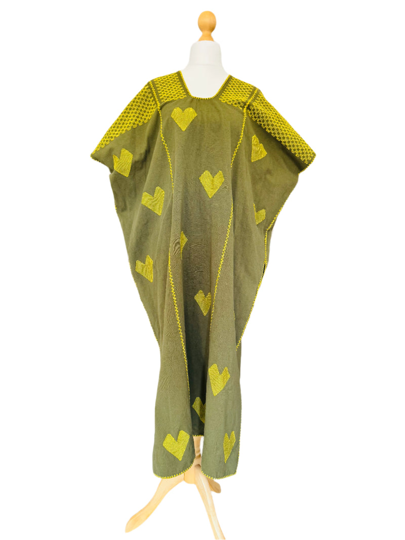 Pre-Owned Pippa Holt embroidered Cotton Huipil Caftan w/Belt